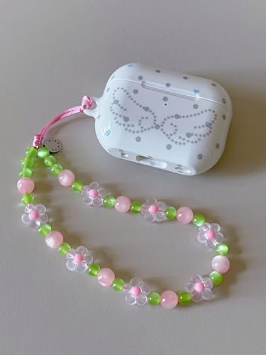 Drawwind Phone Charm Strap Cute Wrist Straps Cell Phone Charm String Y2K Aesthetic Lanyard Wristlet Chain for Case Camera AirPods Bags Keychains (Pink Flower) - Image 4