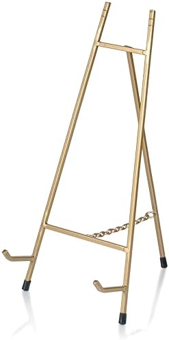 Red Co. 15” Tall Modern Metal Tripod Plate Stand and Art Holder Easel, Gold by RedCo