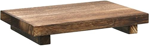 Nuogo Wood Pedestal Riser Stand for Kitchen Soap Tray,9 X 6 Inch,Brown by Nuogo