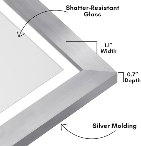 Americanflat 12x18 Poster Frame - Matted to 11x17 - Silver - Image 3