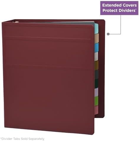 Carstens 3-Inch Heavy Duty 3-Ring Binder - Side Opening, Wine, Durable Plastic, Precision No-Gap Rings, Waterproof Cover, No Pockets, Holds 400 US Letter Sheets, BPA-Free, Made in USA (1743-3R) - Image 5