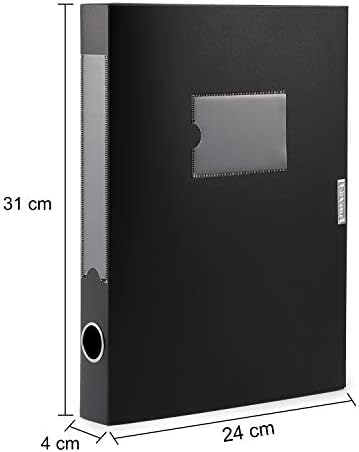 HUA JIE 4 Pack A4 Storage File Boxes Plastic Archives Cases with Lid,Black - Image 3