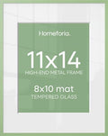 Homeforia 11x14 Green Picture Frame, High-End Metal, 8x10 Mat, Glass by Homeforia