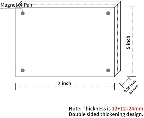 Sezanrpt 3 Pack Acrylic Picture Frames 5x7 Inch Free Standing, Clear Crystal 5'' x 7'' Picture Frame, Office Desktop Magnetic 5x7 Lucite Photo Frame for Specimens, Tickets, Stamps, Pictures Display - Image 2