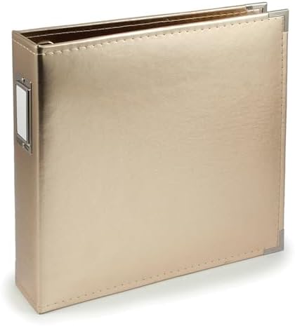 We R Memory Keepers 12x12 Gold Faux Leather Photo Album, Three Ring Binder, Protective Page Protectors, 5 Inserts, Scrapbooking Supplies by WeRMemoryKeepers