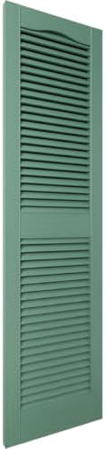 Ekena Millwork Lifetime Vinyl LL1S12X06400FG Standard Cathedral Top Center Mullion, Open Louver Vinyl Shutters, w/Installation Shutter-Lok's & Matching Screws (Per Pair), 12"W x 64"H, Forest Green - Image 3