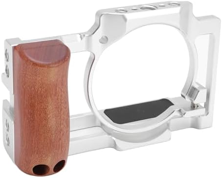 Jiawu Camera Video Cage for ZV1 Precise Design with Wooden Handle Grip for Improved Stability and Filming Experience (Silver) - Image 5