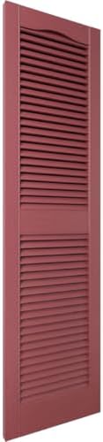 Ekena Millwork Lifetime Vinyl LL1S12X03100WN Standard Cathedral Top Center Mullion, Open Louver Vinyl Shutters, w/Installation Shutter-Lok's & Matching Screws (Per Pair), 12"W x 31"H, Wineberry - Image 3