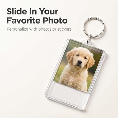 3Pcs Clear Plastic Picture Frame Keychain Rectangle Shapes Blank Photo Keychains Photo Display Plastic Blank Keychain Clip Photo Holders Photo Albums, Frames and Accessories - Image 7
