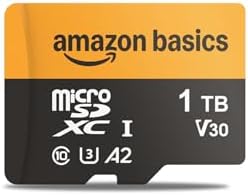 Amazon Basics 1TB microSDXC Card with Adapter for Smartphones, Full HD, Tablets, Drones, Action Cameras, Read Speed Up to 200MB/s, 1-Pack by AmazonBasics