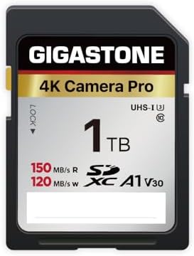 【5-Years Data Recovery】 GIGASTONE 1TB SDXC Memory Card 4K Pro Series Camera Transfer Speed Up to 150MB/s Compatible with Digital Camera, UHS-I A1 V30 Class 10 for 4K UHD Video by Gigastone