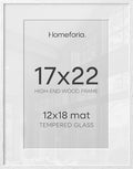 Homeforia 17x22 White Oak Picture Frame, High-End Wood, 12x18 Mat, Glass by Homeforia