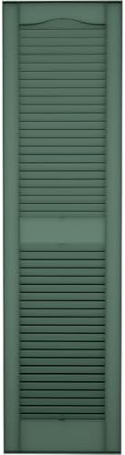 Ekena Millwork Lifetime Vinyl LL1S12X06000FG Standard Cathedral Top Center Mullion, Open Louver Vinyl Shutters, w/Installation Shutter-Lok's & Matching Screws (Per Pair), 12"W x 60"H, Forest Green - Image 5