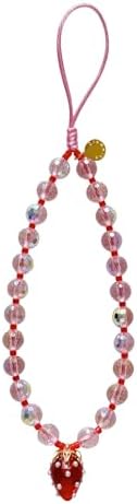 Drawwind Phone Charm Beaded Wristlet Strap Universal Cell Phone Lanyard Cute Bracelet Wrist Strap Beaded Chain String Handmade Accessories for Case Camera Bags (Red Strawberry) by Drawwind