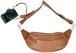 The Sidekick Camera Bag – Compact, Vegan Leather, Hands-Free Crossbody with Protective Suede Interior, Brown - Image 6