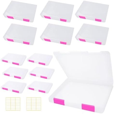 12 Pcs Clear Paper Storage Box, Pink, 12.4 x 9.84 x 1.18 Inches by OLUTACOT