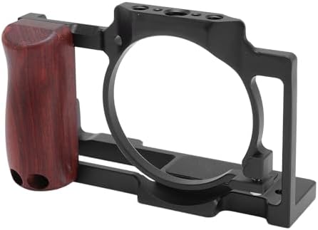 Jiawu Camera Video Cage for ZV1 Precise Design with Wooden Handle Grip for Improved Stability and Filming Experience (Black) by JIAWU