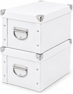 GUOZI Collapsible Storage Box, Decorative Memory Box with Lid & Metal Reinforced Corners, Cardboard File Bin with Handles, Organizer Gift Box for Keepsake Toy Photos Office Nursery Wardrobe Bookshelf by GUOZI
