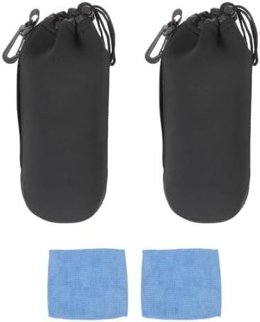 PATIKIL 2 Pcs Camera Lens Pouch, 4" ID x 10" H Drawstring Lens Pouch Protective Camera Lens Case Bag Soft Plush Neoprene Bag for DSLR Photography Gear, Black by PATIKIL