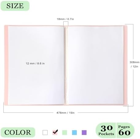 Tamaki Binder with Plastic Sleeves for A4 Size, 30 Pocket, 1 Pack, Pink - Image 2