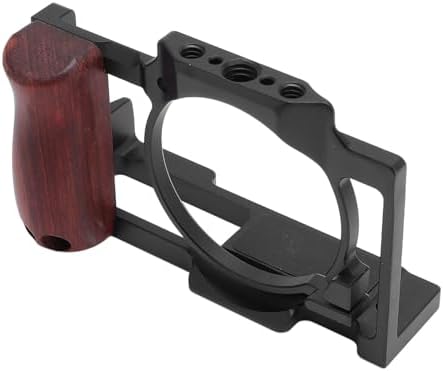 Jiawu Camera Video Cage for ZV1 Precise Design with Wooden Handle Grip for Improved Stability and Filming Experience (Black) - Image 3