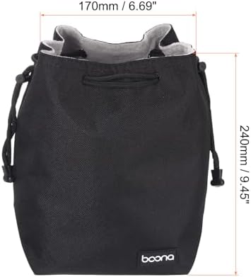 PATIKIL Soft Drawstring Lens Case, Black Oxford Cloth Camera Lens Bag, 6.69 x 4.72 x 9.45 Inches, Waterproof, Shockproof, Unisex - Image 2