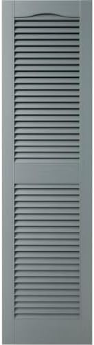 14.5 in. W x 25 in. H Builders Edge, Standard Cathedral Top Center Mullion, Open Louver Shutters, Includes Matching Installation Spikes (Per Pair), 419 - Storm Cloud - Image 2