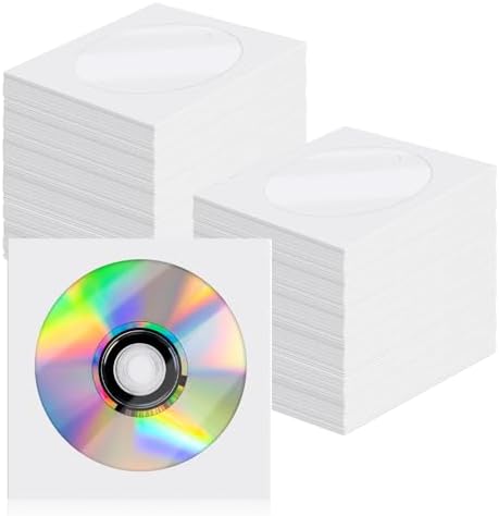 200 Pack Paper CD DVD Sleeves, White by Krijuess