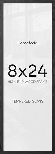 Homeforia 8x24 Black Oak Panoramic Picture Frame, High-End Wood, Glass by Homeforia