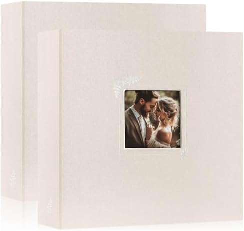 Lanpn 2 Packs Scrapbook Photo Album 12x12, Linen Window Design Cover Top Load 3 Ring Folder Binder Photo Book Photobook 12 x 12 inch with 30 Plastic Sleeves 60 Pages (Beige) by Lanpn