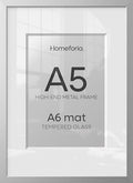 Homeforia A5 Silver Picture Frame, High-End Metal, A6 Mat, Glass by Homeforia