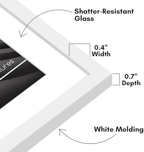Americanflat 11x14 Picture Frame - Matted to 8x11 - Slim Molding - White - Image 3