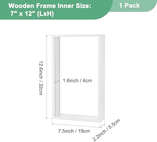 M METERXITY 1-Pack Dried Flower Frame, 7 x 12 Inch Double Acrylic Wooden Dried Flower Photo Floating Frame for Tabletop/DIY/Handicrafts [White] - Image 3