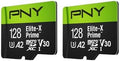 PNY 128GB Elite-X Prime C10 U3 V30 A2 microSDXC Flash Memory Card 2-Pack by PNY