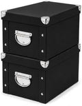 GUOZI Collapsible Storage Box, Decorative Memory Box with Lid & Metal Reinforced Corners, Organizer Gift Box for Keepsake Toy Photos Office Nursery Wardrobe Bookshelf (2Pcs-Black, 35 * 25 * 17.5cm) by GUOZI