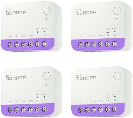 SONOFF Matter Smart Roller Shutter Switch, MINI-RBS, 2.4GHz Wi-Fi, Mini Size, Percentage Control, Alexa/Google Home/HomeKit/Home Assistant Support, Neutral Wire Required, 4-Pack by SONOFF
