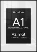 Homeforia A1 Black Poster Frame, High-End Metal, A2 Mat, Glass by Homeforia