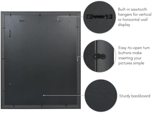 Americanflat 16x20 Picture Frame with Polished Plexiglass - Use as 11x14 Frame with Mat or Display 16x20 Photo Without Mat - Ornate Picture Frames for Wall Display - Black - Image 5