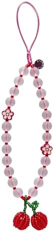 Drawwind Phone Charm Beaded Wristlet Strap Universal Cell Phone Lanyard Cute Bracelet Wrist Strap Beaded Chain String Handmade Accessories for Case Camera Bags (Cherry Crush) by Drawwind