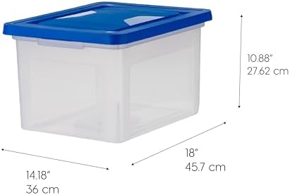 IRIS USA 3-Pack 35 Qt. Letter/Legal File Box with Lid, Clear/Blue - Image 2