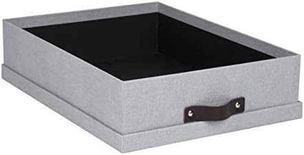 Bigso Oskar Canvas Fiberboard Document Letter Box - File Organizer Box for Important Paperwork - Document Storage with a Lid & Leather Handle - 3.3 in x 10.2 in x 13.8 in - Ash - Image 3