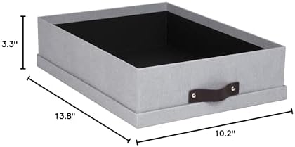 Bigso Oskar Canvas Fiberboard Document Letter Box - File Organizer Box for Important Paperwork - Document Storage with a Lid & Leather Handle - 3.3 in x 10.2 in x 13.8 in - Ash - Image 5