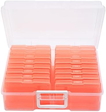 4" x 6" Photo Storage Case with Handle, 16 Inner Photo Organizer Keeper, Extra Large Storage Picture Boxes, Seed Storage, Transparent Craft Keeper (Orange) - Image 2