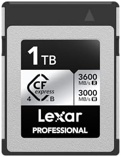 Lexar 1TB CFexpress Type B Silver 4.0 Card, 3600/3000 MB/s, 8K Video by Lexar