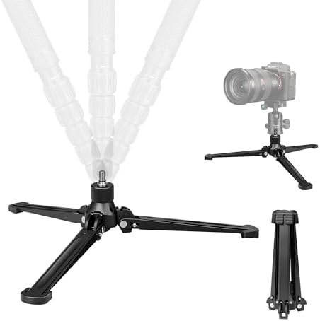 Manbily M-5 Tripod Base, Longer Desktop Tripod with Three Upgraded Extended-Leg, 3/8" Screw Monopod Stand Support for Ball Head/Fluid Head DSLR Camera Camcorder, Tilt 20° & Rotate 360° (Black) by Manbily