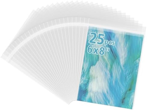 Frametory, 25 Pack 6 1/2" x 8 1/3" Acid-Free Clear Plastic Bags by Frametory