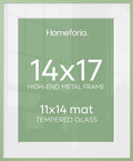 Homeforia 14x17 Green Picture Frame, High-End Metal, 11x14 Mat, Glass by Homeforia