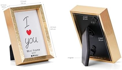 Small Picture Frame 2x3 6 Pack, Magnetic Photo Frames for Fridge and Tabletop Desk Decor, Cute Wallet Size Colored Picture Frames for School Locker, Family Baby Photo, Gold - Image 3