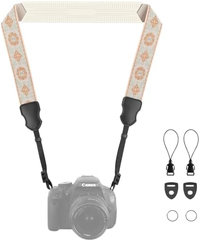 FIEIL Neck Strap Silicone Camera Straps - Padded Camera Strap, 1.5" Wide Adjustable Nylon Shoulder Strap - Compatible with Canon, Nikon, Sony, and More DSLR and Mirrorless Cameras (Khaki Green) by FIEIL