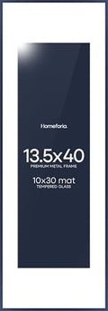 Homeforia 13.5x40 Blue Picture Frame, High-End Metal, 10x30 Mat, Glass by Homeforia